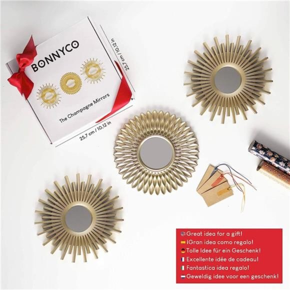 Gold Mirrors for Wall Pack of 3 Wall Mirrors for Room Decor & Home Decor - Picture 7 of 7